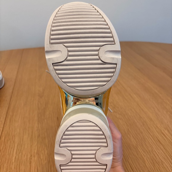 Michael Kors Women's Olympia two tone logo trainers pink platform sneakers - Picture 6 of 7